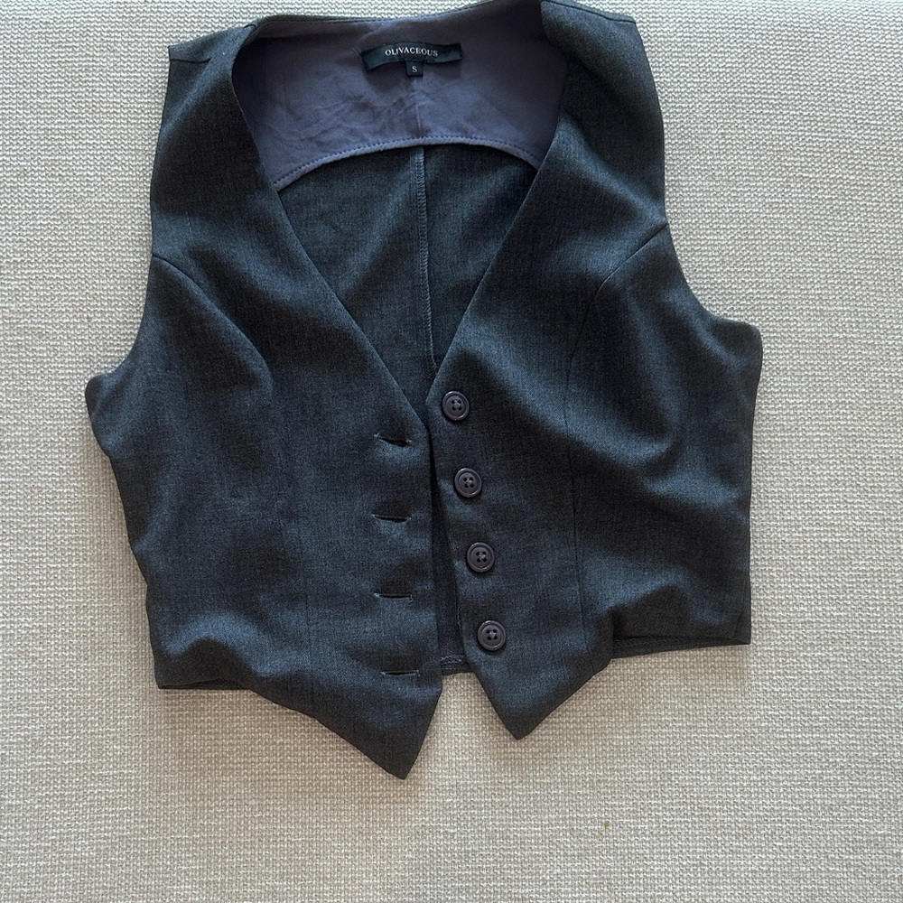 Olivaceous Black Button-Up Vest Top